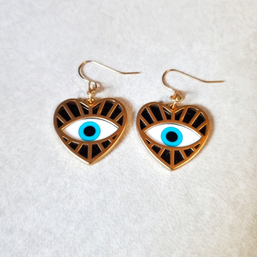 Evil Eye Heart Earrings
